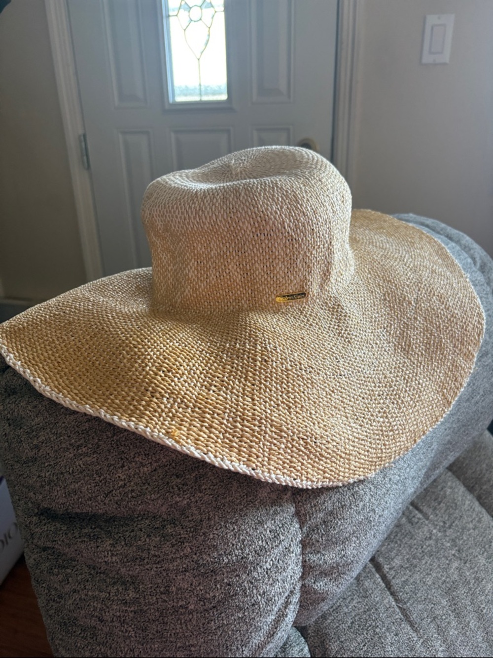 Calvin Klein Natural Beige Wide-Brim Straw Hat